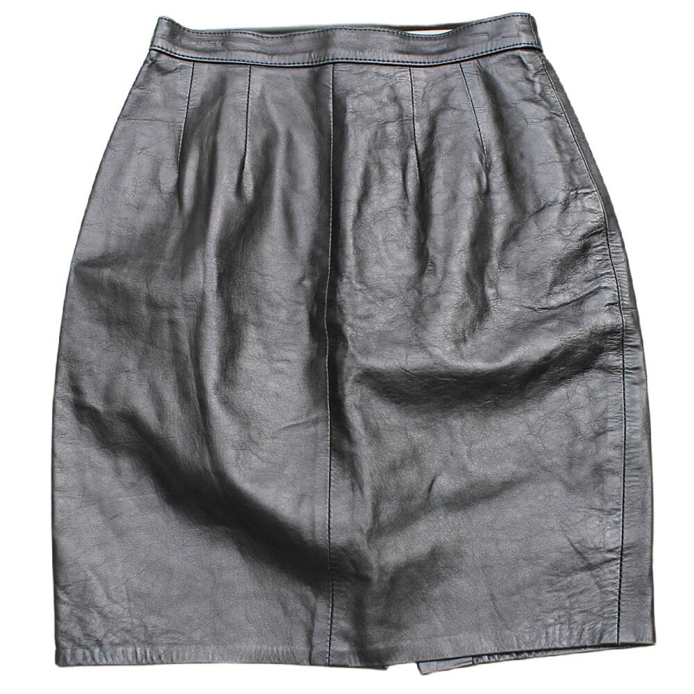 Passion Prints Paris Women's Vintage Black Leather Mini Skirt Punk Rock Size XS
